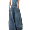 Blue Asymetric Striped Baggy Pants