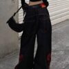 Red Side Snake Baggy Jeans