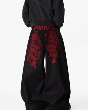 Dragon Embroidery Hip-Hop Baggy Jeans