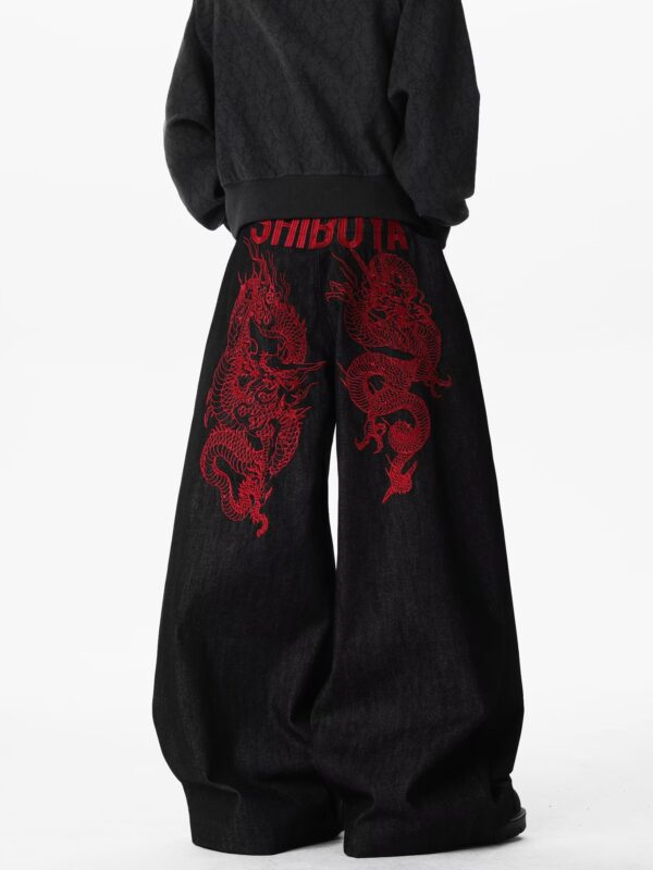 Dragon Embroidery Hip-Hop Baggy Jeans