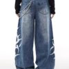 Tribal Graphic Side Printed Baggy Jeans