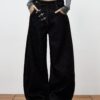 Chinese Style Asymmetric Metal-Clasp Jeans