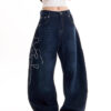 Dark Blue Chained Rose Baggy Pants
