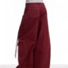 Burgundy Curved-Seam Barrel Cargo Baggy Pants