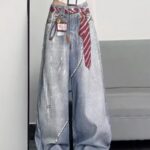 Red Tie Printed Baagy Jeans