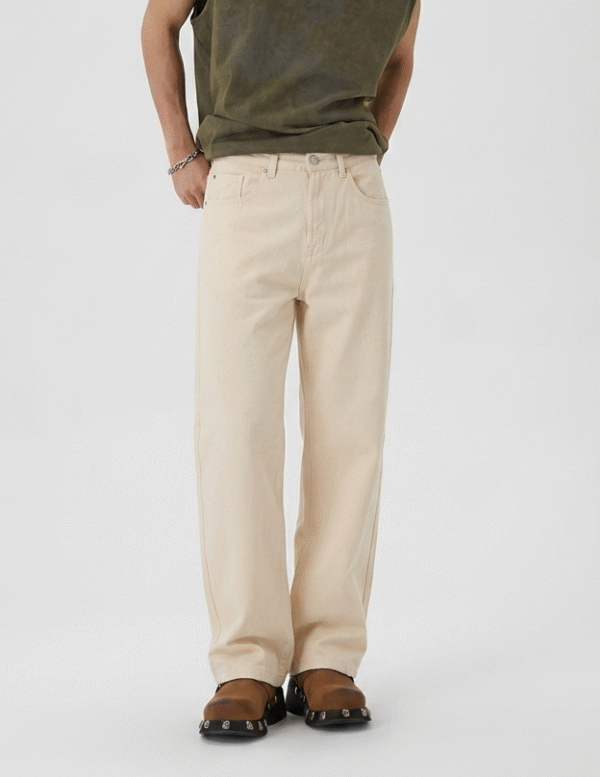 Beige Relaxed Fit Jeans