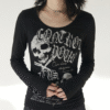 Black Skull Gothic Long Sleeve Crop