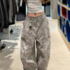 Distressed Washed Leopard Print Jeans
