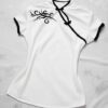 White Chinese Collar Floral Patterned Short Sleeve Crop