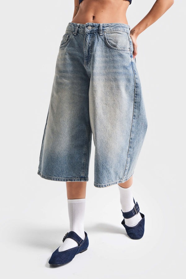Washed Blue Unisex Jorts