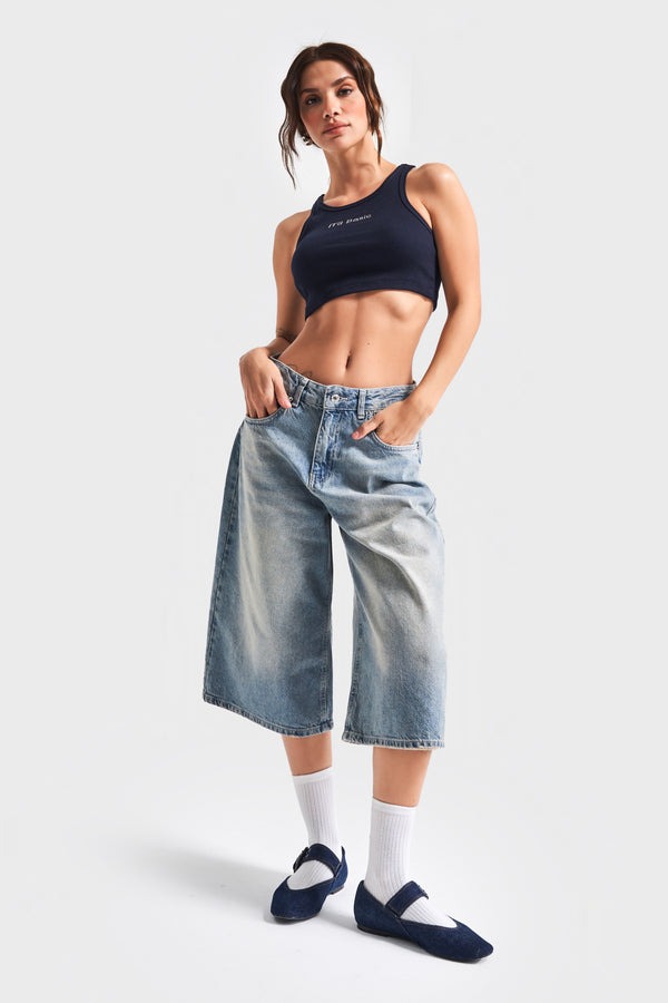 Washed Blue Unisex Jorts