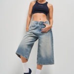 kadin-t-kot-rengi-2s5-84-super-baggy-fit-maxi-boy-100-koton-denim-sort-20723 Washed Blue Unisex Jorts