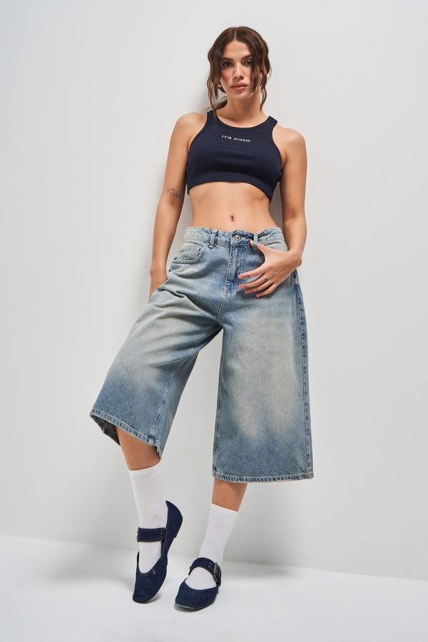 Washed Blue Unisex Jorts