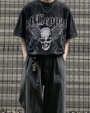 Wing Skull Grunge Unisex Tshirt