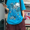 Blue Stars Skull Grunge Unisex Tshirt