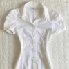 White Old School Short Sleeve Fitted Shirt