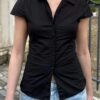 Black Old School Short Sleeve Fitted Shirt