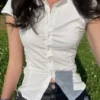 White Old School Short Sleeve Fitted Shirt