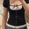 Black Polka Dot Laced Top