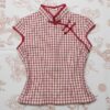 Red Checkered Chinese Style Top