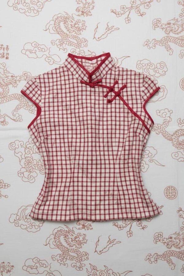 Red Checkered Chinese Style Top