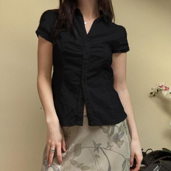 Black Old School Short Sleeve Fitted Shirt