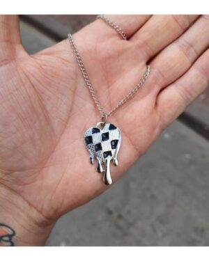 harajuku-checkered-melt-heart-zincirli-k-bb84 Harajuku Checkered Melt Heart Necklace