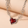 Gothic Clow Red Heart Necklace