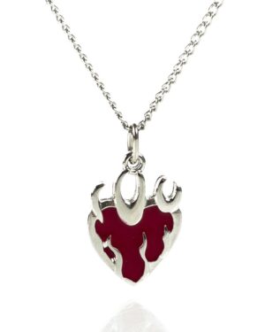Red Flame Heart Necklace