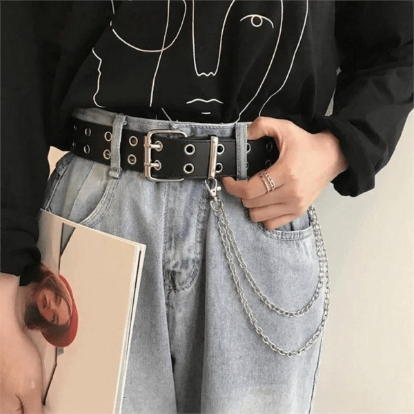 Double Chained Black Unisex Belt