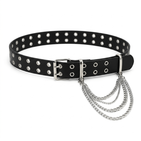 Double Chained Black Unisex Belt