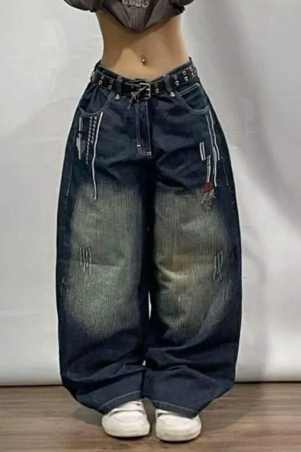 D2T Vintage Wash Unisex Baggy Jeans