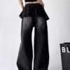 Washed Black Skirted Baggy Pants