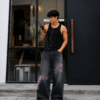 Cherry Blossom Embroidered Unisex Extra Baggy Jeans