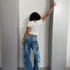Tribal Graphic Side Printed Baggy Jeans (Longer - White)