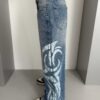 Tribal Graphic Side Printed Baggy Jeans (Longer - White)