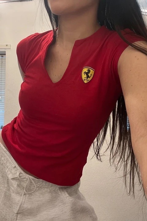 Red Ferrari Short Sleeve Crop