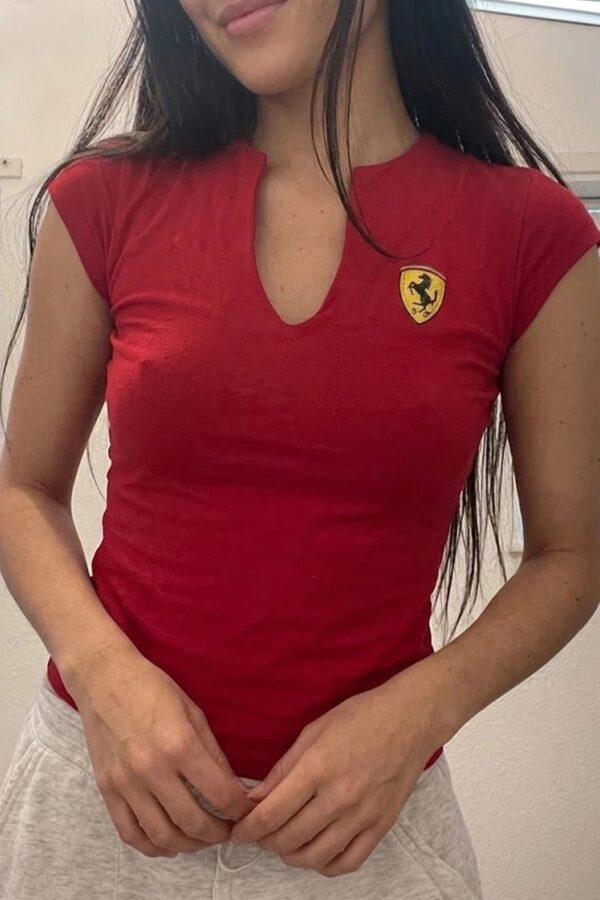 Red Ferrari Short Sleeve Crop