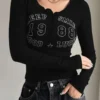Keep Smile Buttoned Long Sleeve Top