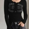 Keep Smile Buttoned Long Sleeve Top