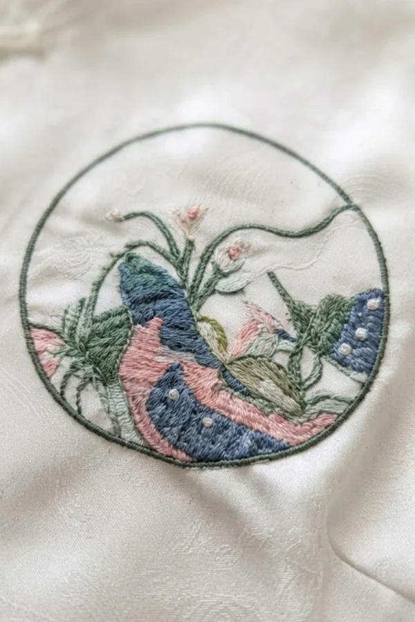 Chinese-Style Jacket with Qipao Embroidery Details