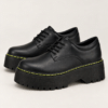 Black Matte Quad Low Platform Doc Martens Shoes