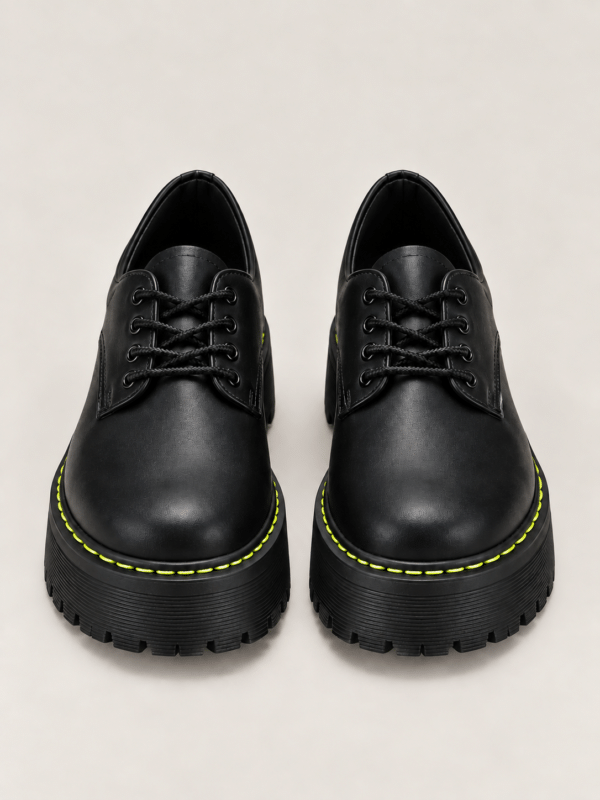 Black Matte Quad Low Platform Doc Martens Shoes