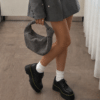 Black Matte Quad Low Platform Doc Martens Shoes