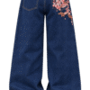 Back Pocket Sakura Embroidered Unisex Baggy Jeans