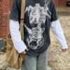 Gothic Washed Guitar Skeleton Long Sleeve